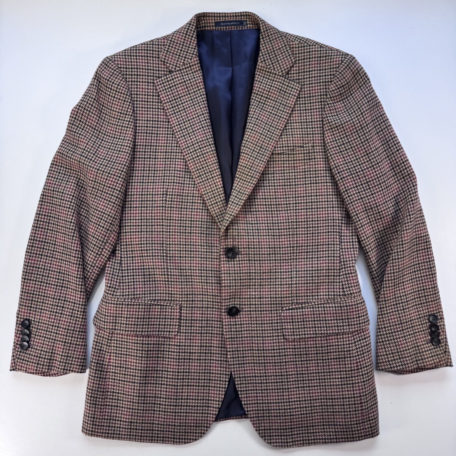 Suitsupply Lazio Single Breasted Blazer Jacket Mens 38s Brown Houndstooth Wool